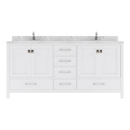 VHG GD-50072-CMSQ-WH-NM Caroline Avenue 72" Double Bath Vanity in White with Cultured Marble Quartz Top and Square Sinks