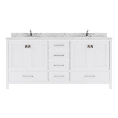 VHG GD-50072-CMSQ-WH-NM Caroline Avenue 72" Double Bath Vanity in White with Cultured Marble Quartz Top and Square Sinks VHG