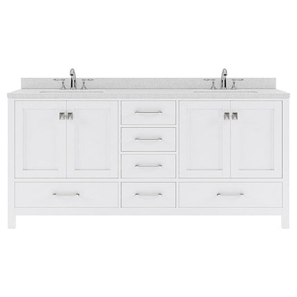 VHG GD-50072-DWQRO-WH-NM Caroline Avenue 72" Double Bath Vanity in White with White Quartz Top and Round Sinks