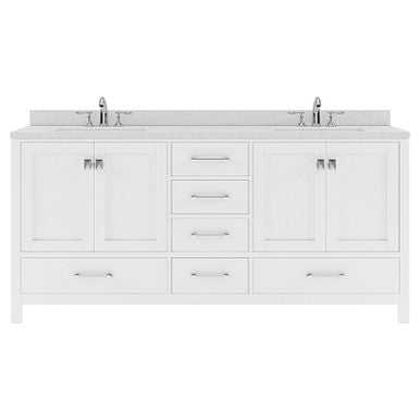 VHG GD-50072-DWQSQ-WH-NM Caroline Avenue 72" Double Bath Vanity in White with White Quartz Top and Square Sinks VHG