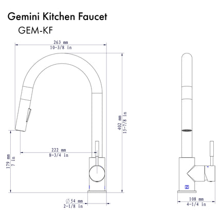 ZLINE Gemini Kitchen Faucet in Polished Gold (GEM-KF-PG)
