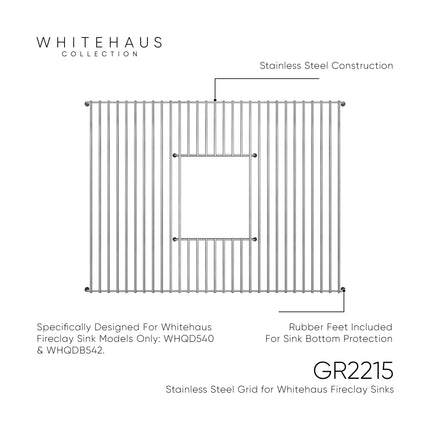 Whitehaus Stainless Steel Sink Grid For Use With Fireclay Sink Models WHQD540 and WHQDB542 - GR2215 Whitehaus