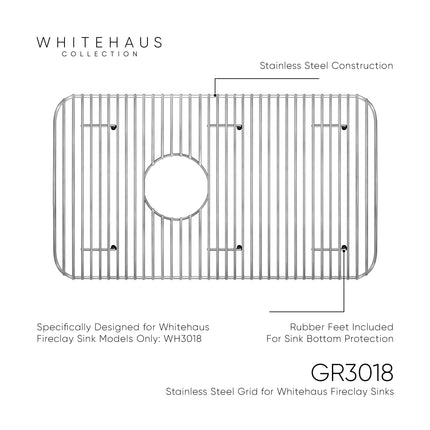 Whitehaus Stainless Steel Sink Grid For Use With Fireclay Sink Model WH3018 - GR3018 Whitehaus