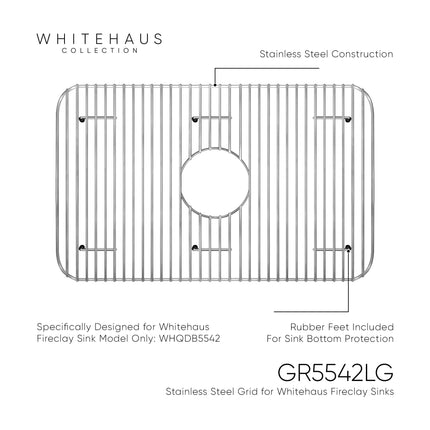 Whitehaus Stainless Steel Large Sink Grid For Use With Fireclay Sink Model WHQDB5542 - GR5542LG Whitehaus