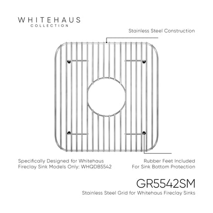 Whitehaus Stainless Steel Small Sink Grid For Use With Fireclay Sink Model WHODB5542 - GR5542SM Whitehaus