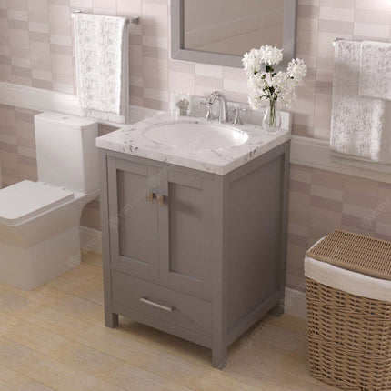 VHG GS-50024-CMRO-GR-NM Caroline Avenue 24" Single Bath Vanity in Gray with Cultured Marble Quartz Top and Round Sink