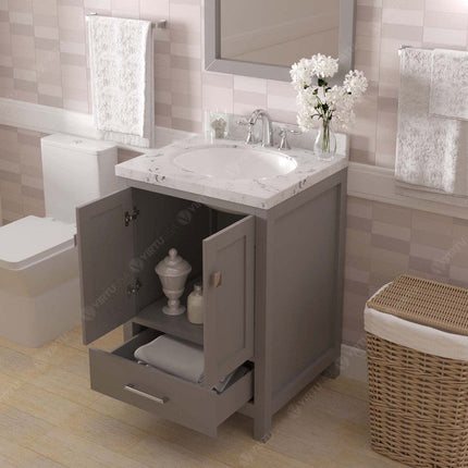 VHG GS-50024-CMRO-GR-NM Caroline Avenue 24" Single Bath Vanity in Gray with Cultured Marble Quartz Top and Round Sink