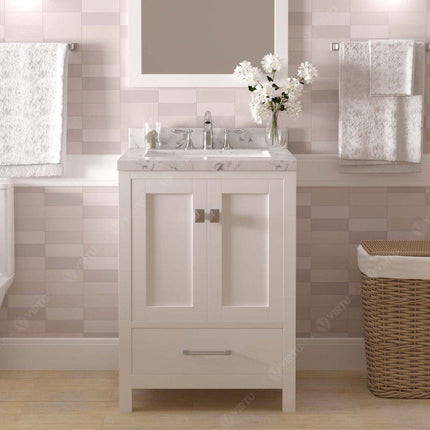 VHG GS-50024-CMRO-WH-NM Caroline Avenue 24" Single Bath Vanity in White with Cultured Marble Quartz Top and Round Sink