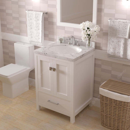 VHG GS-50024-CMRO-WH-NM Caroline Avenue 24" Single Bath Vanity in White with Cultured Marble Quartz Top and Round Sink