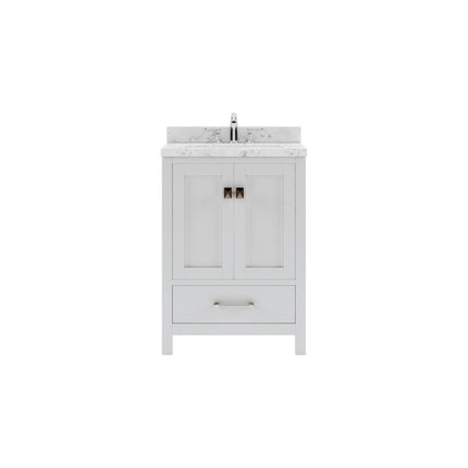 VHG GS-50024-CMRO-WH-NM Caroline Avenue 24" Single Bath Vanity in White with Cultured Marble Quartz Top and Round Sink