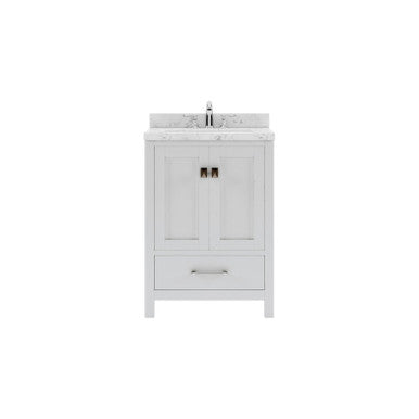 VHG GS-50024-CMRO-WH-NM Caroline Avenue 24" Single Bath Vanity in White with Cultured Marble Quartz Top and Round Sink VHG