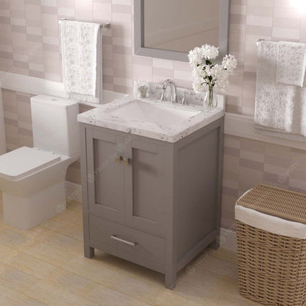 VHG GS-50024-CMSQ-GR-NM Caroline Avenue 24" Single Bath Vanity in Gray with Cultured Marble Quartz Top and Square Sink