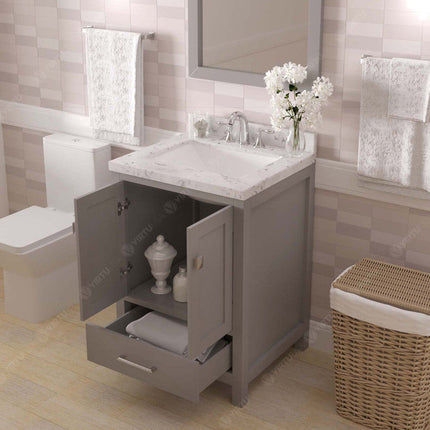 VHG GS-50024-CMSQ-GR-NM Caroline Avenue 24" Single Bath Vanity in Gray with Cultured Marble Quartz Top and Square Sink