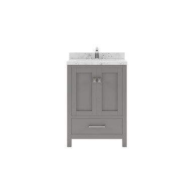 VHG GS-50024-CMSQ-GR-NM Caroline Avenue 24" Single Bath Vanity in Gray with Cultured Marble Quartz Top and Square Sink VHG