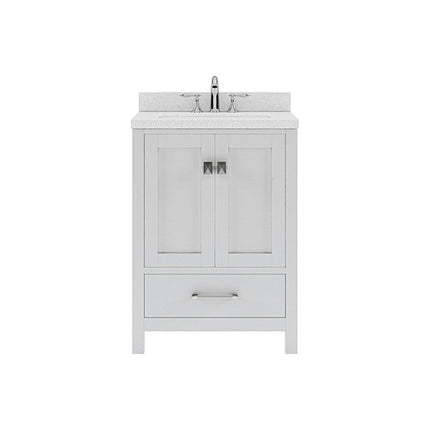 VHG GS-50024-DWQRO-WH-NM Caroline Avenue 24" Single Bath Vanity in White with White Quartz Top and Round Sink