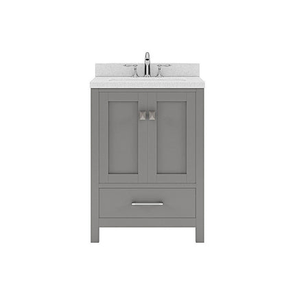 VHG GS-50024-DWQSQ-GR-NM Caroline Avenue 24" Single Bath Vanity in Gray with White Quartz Top and Square Sink