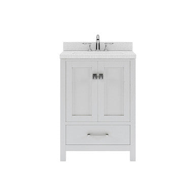 VHG GS-50024-DWQSQ-WH-NM Caroline Avenue 24" Single Bath Vanity in White with White Quartz Top and Square Sink VHG