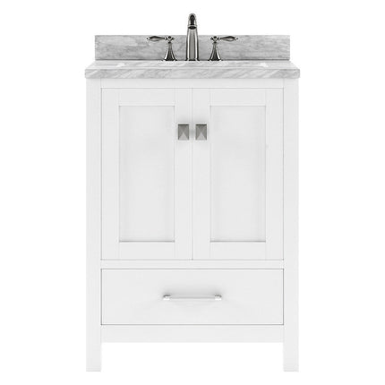 VHG GS-50024-WMSQ-WH-NM Caroline Avenue 24" Single Bath Vanity in White with White Marble Top and Square Sink