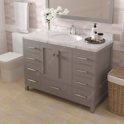 VHG GS-50048-CMRO-GR-NM Caroline Avenue 48" Single Bath Vanity in Gray with Cultured Marble Quartz Top and Round Sink