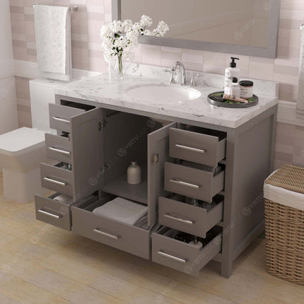 VHG GS-50048-CMRO-GR-NM Caroline Avenue 48" Single Bath Vanity in Gray with Cultured Marble Quartz Top and Round Sink