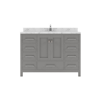 VHG GS-50048-CMRO-GR-NM Caroline Avenue 48" Single Bath Vanity in Gray with Cultured Marble Quartz Top and Round Sink VHG