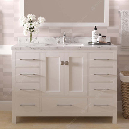VHG GS-50048-CMRO-WH-NM Caroline Avenue 48" Single Bath Vanity in White with Cultured Marble Quartz Top and Round Sink