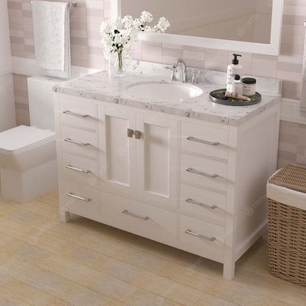 VHG GS-50048-CMRO-WH-NM Caroline Avenue 48" Single Bath Vanity in White with Cultured Marble Quartz Top and Round Sink