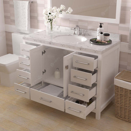 VHG GS-50048-CMRO-WH-NM Caroline Avenue 48" Single Bath Vanity in White with Cultured Marble Quartz Top and Round Sink