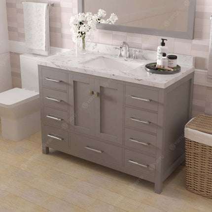 VHG GS-50048-CMSQ-GR-NM Caroline Avenue 48" Single Bath Vanity in Gray with Cultured Marble Quartz Top and Square Sink