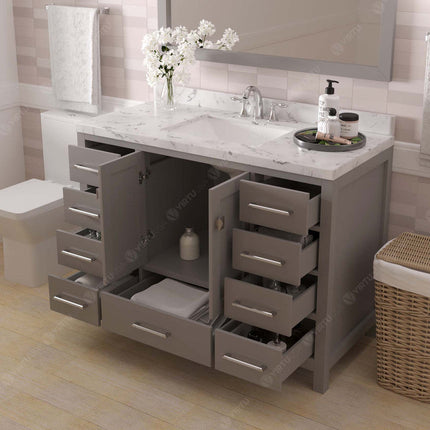 VHG GS-50048-CMSQ-GR-NM Caroline Avenue 48" Single Bath Vanity in Gray with Cultured Marble Quartz Top and Square Sink