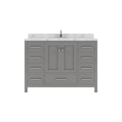 VHG GS-50048-CMSQ-GR-NM Caroline Avenue 48" Single Bath Vanity in Gray with Cultured Marble Quartz Top and Square Sink