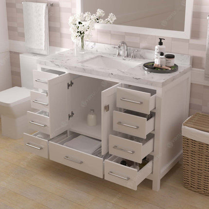 VHG GS-50048-CMSQ-WH-NM Caroline Avenue 48" Single Bath Vanity in White with Cultured Marble Quartz Top and Square Sink