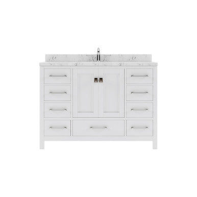 VHG GS-50048-CMSQ-WH-NM Caroline Avenue 48" Single Bath Vanity in White with Cultured Marble Quartz Top and Square Sink VHG