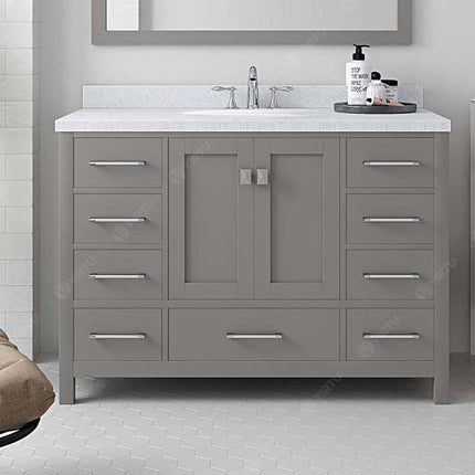 VHG GS-50048-DWQRO-GR-NM Caroline Avenue 48" Single Bath Vanity in Gray with White Quartz Top and Round Sink