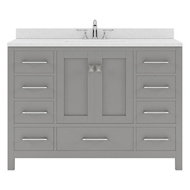 VHG GS-50048-DWQRO-GR-NM Caroline Avenue 48" Single Bath Vanity in Gray with White Quartz Top and Round Sink VHG