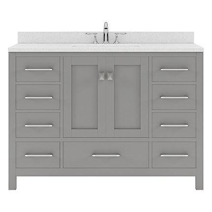 VHG GS-50048-DWQSQ-GR-NM Caroline Avenue 48" Single Bath Vanity in Gray with White Quartz Top and Square Sink