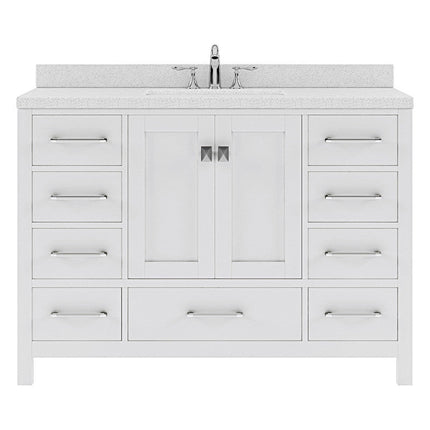 VHG GS-50048-DWQSQ-WH-NM Caroline Avenue 48" Single Bath Vanity in White with White Quartz Top and Square Sink