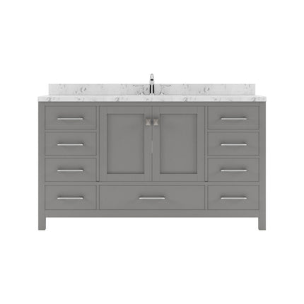 VHG GS-50060-CMRO-GR-NM Caroline Avenue 60" Single Bath Vanity in Gray with Cultured Marble Quartz Top and Round Sink