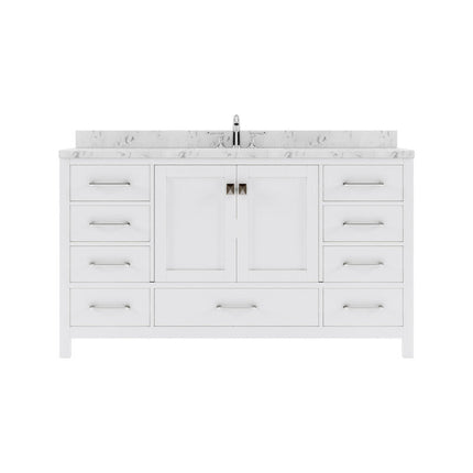 VHG GS-50060-CMRO-WH-NM Caroline Avenue 60" Single Bath Vanity in White with Cultured Marble Quartz Top and Round Sink