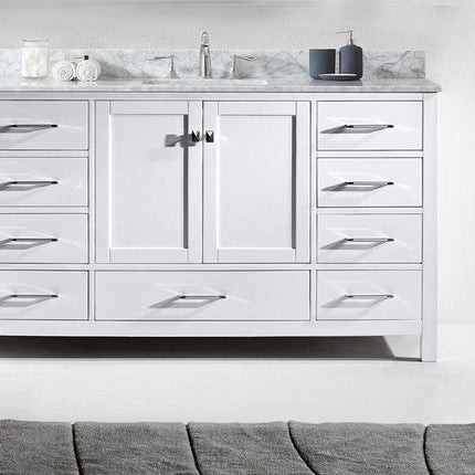 VHG GS-50060-WMSQ-WH-NM Caroline Avenue 60" Single Bath Vanity in White with White Marble Top and Square Sink