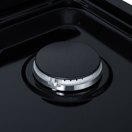 Valente 48" Gas Cooktop in Black, 8 Sealed burners, 94,000 BUT Output, 2 Antique Brass Dual-Ring Burners, Continuous Cast Iron Grates FORNO