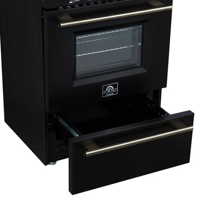 Forno Breno 24 Inch Freestanding Gas Range in Black with Antique Brass, Compact Design FORNO