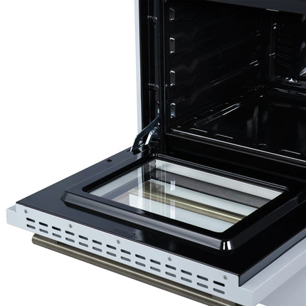Forno Breno 24 Inch Freestanding Gas Range in White with Antique Brass, Compact Design FORNO