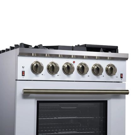 Forno Massimo 30-Inch White Freestanding Gas Range, 5 Burners, True Convection Oven FORNO