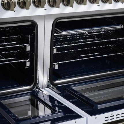 Forno Massimo 48-Inch White Freestanding Gas Range, 8 Burners, True Convection Oven FORNO
