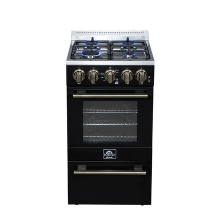 Forno Lamazze 20 Inch Freestanding Gas Range in Black, Compact Design FORNO