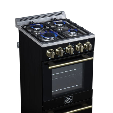 Forno Lamazze 20 Inch Freestanding Gas Range in Black, Compact Design FORNO