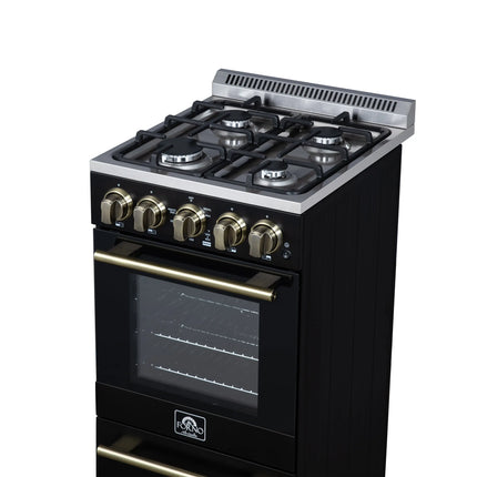 Forno Lamazze 20 Inch Freestanding Gas Range in Black, Compact Design FORNO