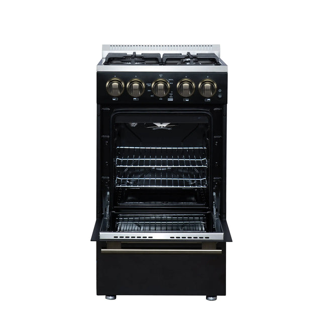 Forno Lamazze 20 Inch Freestanding Gas Range in Black, Compact Design FORNO