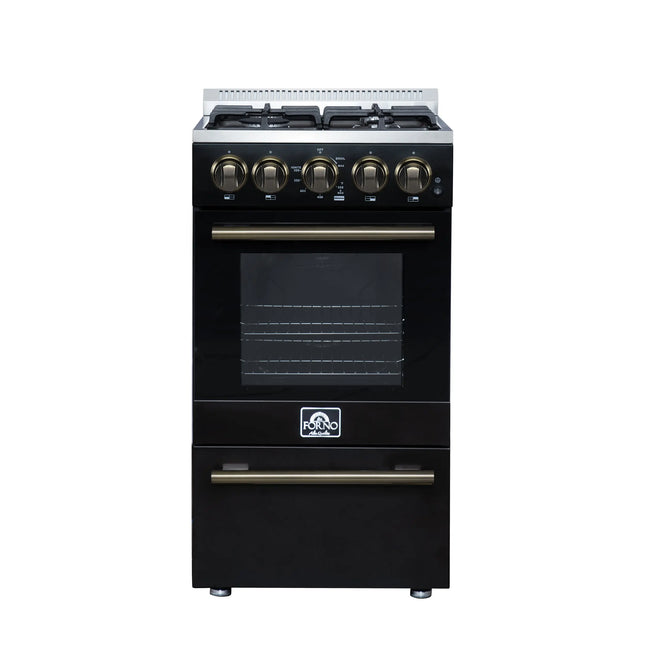 Forno Lamazze 20 Inch Freestanding Gas Range in Black, Compact Design FORNO